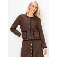Brown Suede Jacket with Gold Buttons