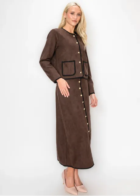 Brown Suede Jacket with Gold Buttons