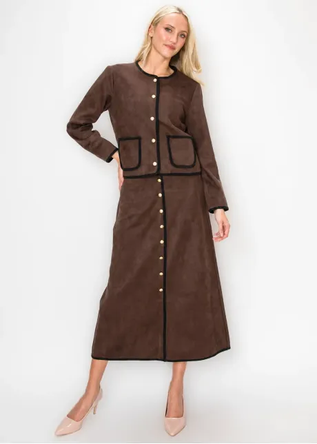 Brown Suede Jacket with Gold Buttons