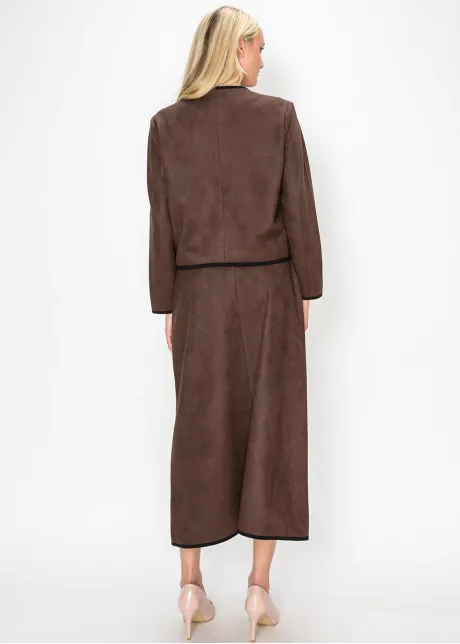 Brown Suede Jacket with Gold Buttons