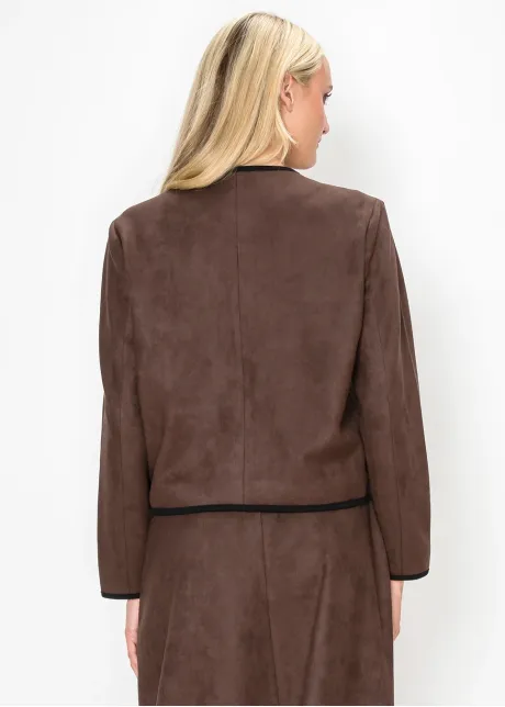 Brown Suede Jacket with Gold Buttons