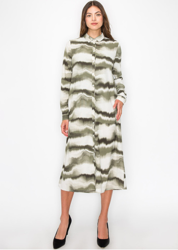 Green and White Wave Dress