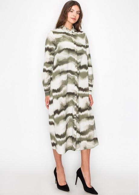 Green and White Wave Dress