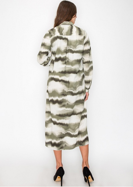 Green and White Wave Dress