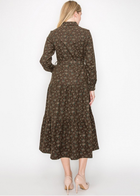 Autumn Blossom Belted Midi Dress