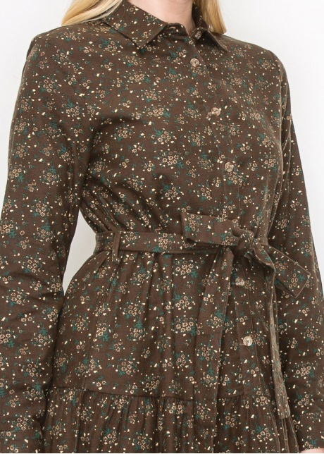 Autumn Blossom Belted Midi Dress