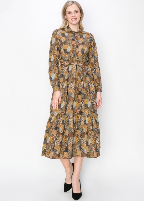 Harvest Patchwork Belted Dress
