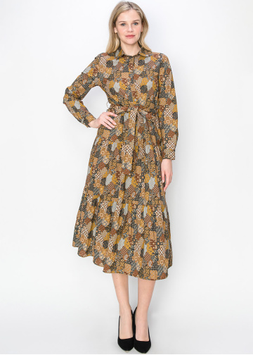 Harvest Patchwork Belted Dress