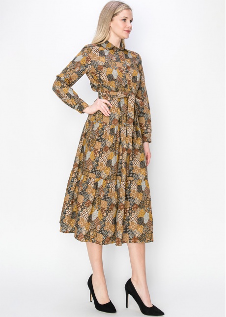 Harvest Patchwork Belted Dress