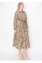 Taupe Garden Print Midi Dress