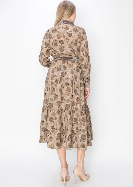Taupe Garden Print Midi Dress