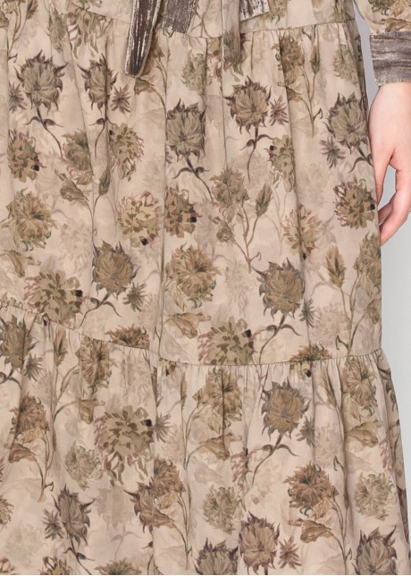 Taupe Garden Print Midi Dress