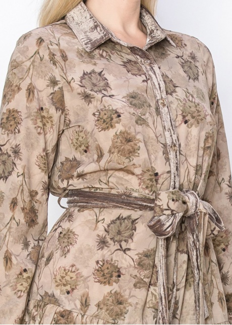 Taupe Garden Print Midi Dress