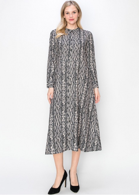 Black Serpentine Print Dress