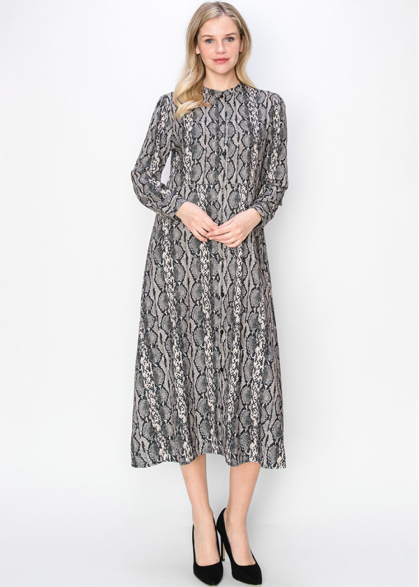 Black Serpentine Print Dress
