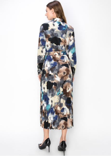 Artistic Pleated Midi Dress with Tie Belt