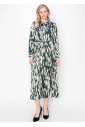 Green Abstract Print Pleated Dress