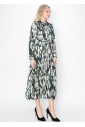 Green Abstract Print Pleated Dress