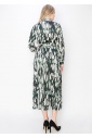 Green Abstract Print Pleated Dress