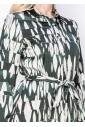 Green Abstract Print Pleated Dress