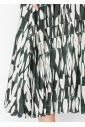 Green Abstract Print Pleated Dress