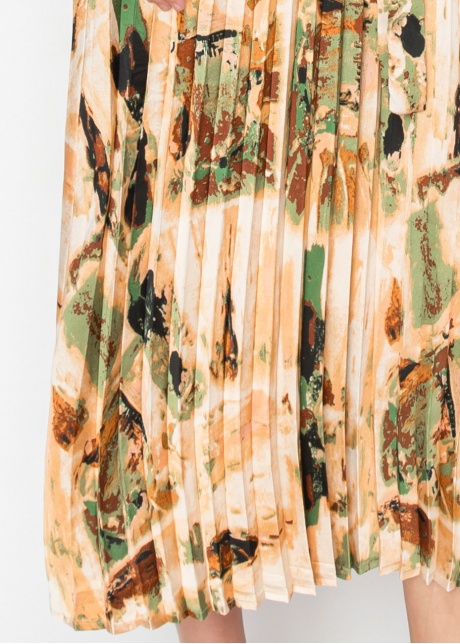 Sunset Abstract Pleated Midi Dress