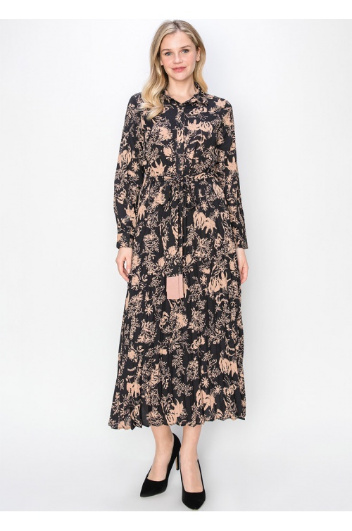 Blush & Black Garden Print Dress