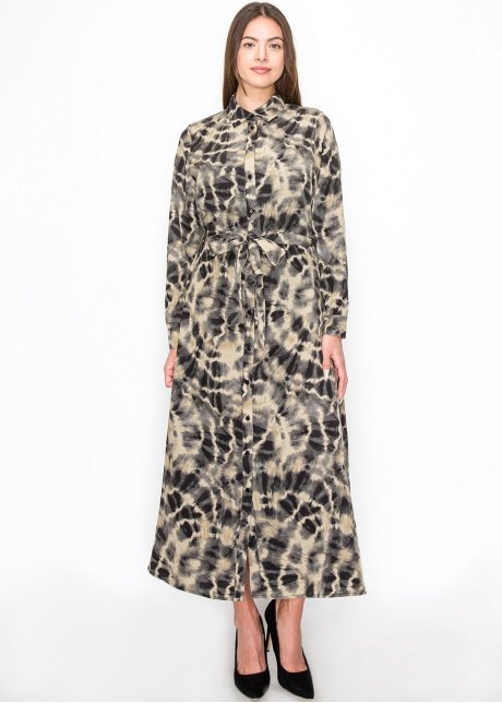 Abstract Tie-Dye Long Sleeve Dress