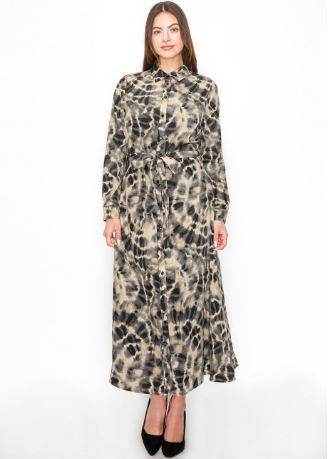 Abstract Tie-Dye Long Sleeve Dress