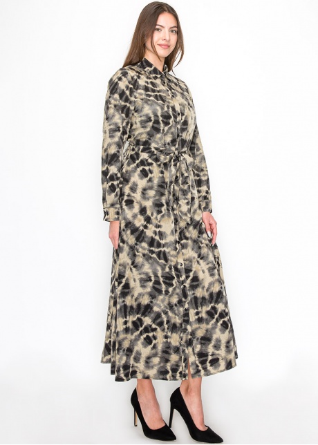 Abstract Tie-Dye Long Sleeve Dress
