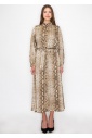 Brown Snake-Print Long Sleeve Dress