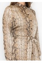 Brown Snake-Print Long Sleeve Dress