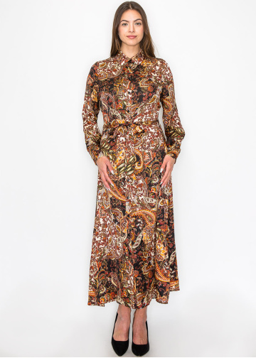 Burgundy Paisley Midi Dress