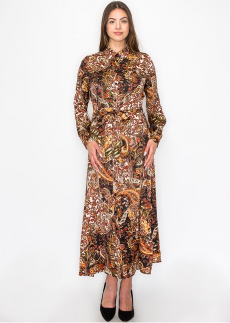 Burgundy Paisley Midi Dress