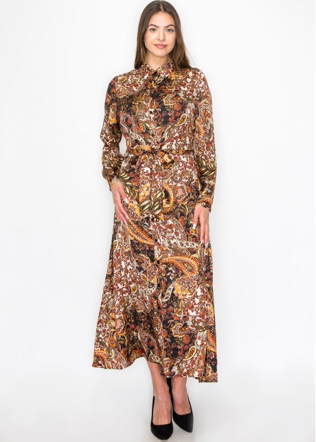 Burgundy Paisley Midi Dress