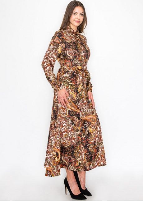 Burgundy Paisley Midi Dress