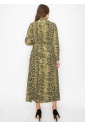 Green Snake-Print Button-Up Dress