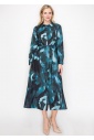 Turquoise Brushstroke Button-Down Dress