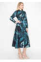 Turquoise Brushstroke Button-Down Dress