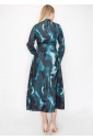 Turquoise Brushstroke Button-Down Dress