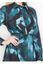 Turquoise Brushstroke Button-Down Dress