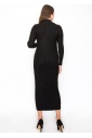 Black Cable Knit Button-Down Dress