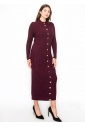 Burgundy Cable Knit Button-Down Dress