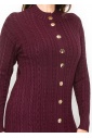 Burgundy Cable Knit Button-Down Dress