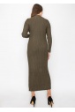 Olive Cable Knit Button-Down Dress