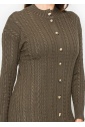 Olive Cable Knit Button-Down Dress