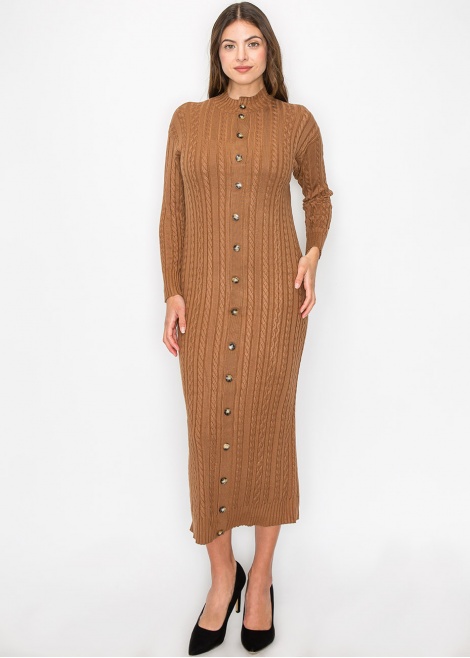 Rust Cable Knit Button Dress Rust Cable Knit Button Dress