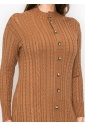 Rust Cable Knit Button Dress