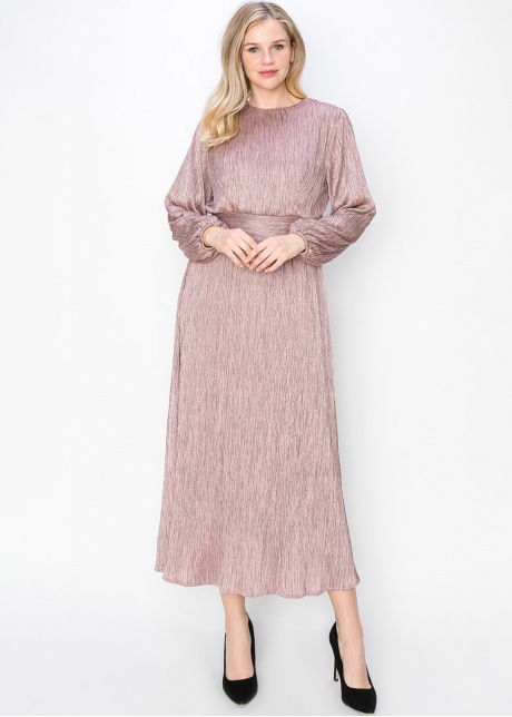 Rose Shimmer Long Sleeve Dress