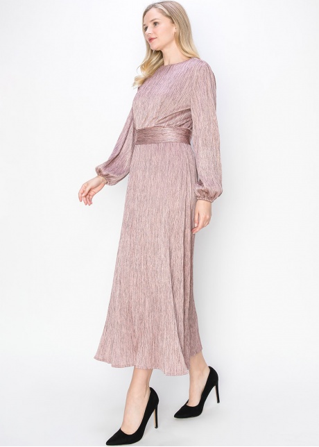 Rose Shimmer Long Sleeve Dress